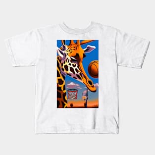 Giraffe And Basketball Kids T-Shirt